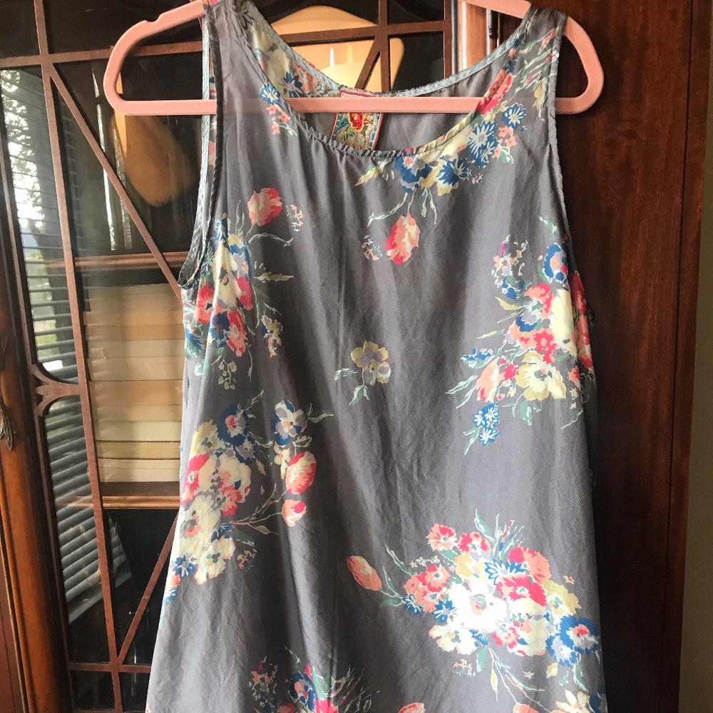 Johnny Was Boho Gray Floral Dress